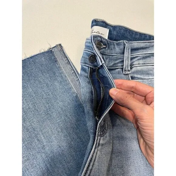 Kancan Selena Light Wash Mid Rise Flare Jeans with Raw Hem size 9/28 - Picture 7 of 13